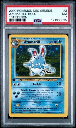 Pokemon Neo Genesis 1st Edition Holo Azumarrill PSA 7 NM Double Swirl 🌀 - Image 2