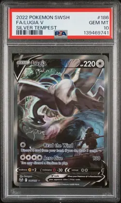 2022 Pokemon Sword & Shield Silver Tempest #186 Full Art/Lugia V PSA 10 - Image 1