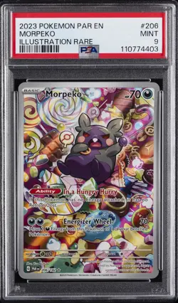 2023 POKEMON PAR EN-PARADOX RIFT ILLUSTRATION RARE #206 MORPEKO PSA 9 - Image 1