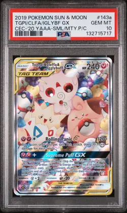 2019 Pokemon Sun & Moon Cosmic Eclipse Togepi Cleffa Igglybuff GX 143A PSA 10 - Image 1