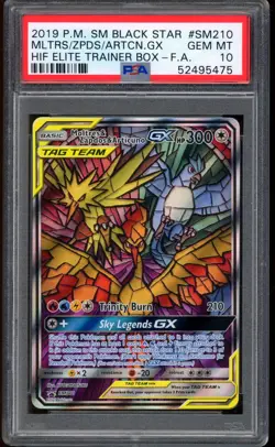 2019 Pokemon Moltres Zapdos Articuno GX ETB SM Black Star #SM210 PSA 10 - Image 1