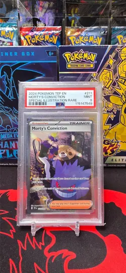 2024 POKEMON SV TEMPORAL FORCES MORTY'S CONVICTION 211/162 FULL ART SIR PSA 9 - Image 1