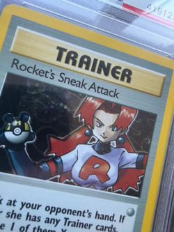 Rocket's Sneak Attack PSA 8 HOLO Rocket 1. 1st Edition 2000 Pokemon - Image 2