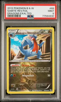 2012 Pokemon Black & White Dragons Exalted 89 Gabite Reverse Holo PSA 9 POP 1 - Image 1