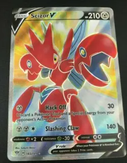 Scizor V FULL ART ULTRA RARE 183/189 Pokemon SWSH Darkness Ablaze Holo NM 2020 - Image 1