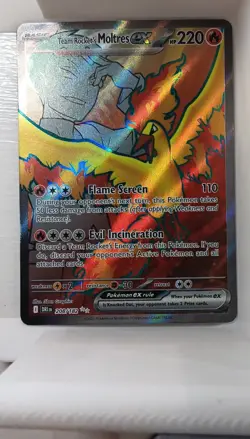 Team Rocket's Moltres ex 208/182 Sv10 Ultra Rare Holo 220 HP Pokemon TCG - Image 1