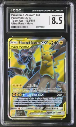 CGC 8.5 PIKACH & ZEKROM GX 162 TEAM UP SUN & MOON TAG TEAM POKEMON BMP - Image 1