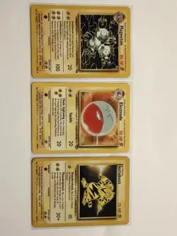 Vintage Pokemon Base Set Magneton Electrode Electabuzz Lot 9/102 21/102 20/102 - Image 1