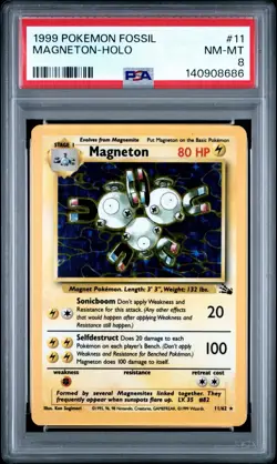1999 Pokemon Magneton 11/62 Fossil Holo PSA 8 - Image 1