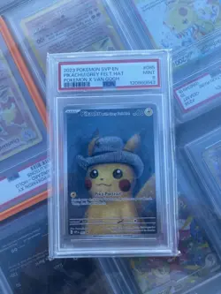 2023 Pokemon SVP En Pokemon X Van Gogh #085 Pikachu Grey Felt Hat PSA 9 - Image 1