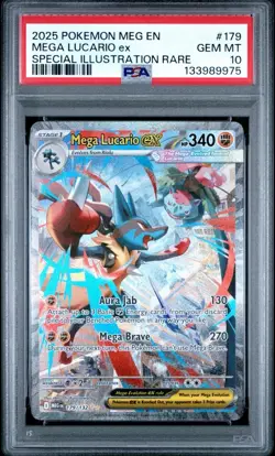 2025 POKEMON MEG EN-MEGA EVOLUTION #179 MEGA LUCARIO EX PSA 10 - Image 1