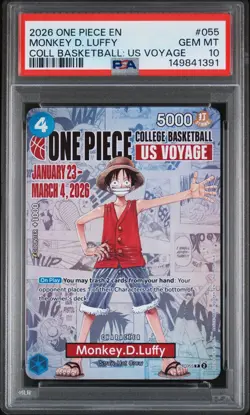 2026 ONE PIECE PROMOS COLLEGE BASKETBALL US VOYAGE MONKEY D. LUFFY PSA 10 - Image 2