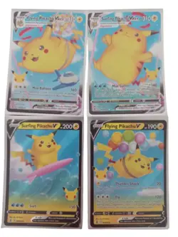 Flying/Surfing Pikachu V/ VMAX Celebrations Pokemon 4 X Card Set #Live - Image 1
