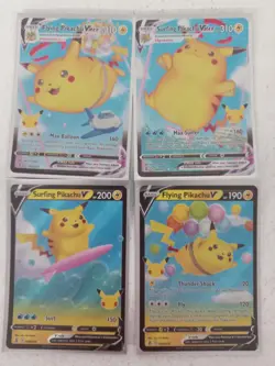Flying/Surfing Pikachu V/ VMAX Celebrations Pokemon 4 X Card Set #Live - Image 5