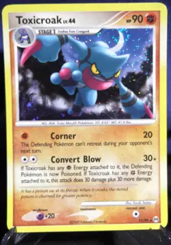 2009 Pokemon Card Toxicroak 11/99 Holo Rare Platinum: Arceus W/Swirl - EX+/NM- - Image 1