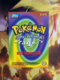 LP/NM Venusaur #03 E3 OF 12 - NON-HOLO- BLUE logo - TOPPS POKEMON CARD - Image 2