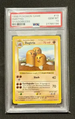 Pokemon 1999 Dugtrio Shadowless Base Set 19/102 WOTC PSA 10 Gem Mint - Image 1
