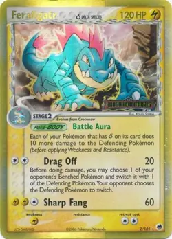 Heavily Played, English Pokemon Reverse Holo Feraligatr (Delta Species) - 2/101 - Image 1