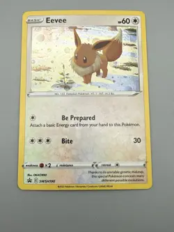 Pokemon TCG Eevee SWSH190 Sword & Shield Black Star Promo Cosmos Holo Nice! - Image 2
