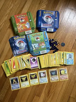 1999 Pokemon Base Set Lot + Theme Deck Boxes (Brushfire, Overgrowth) + 6 Holos - Image 1