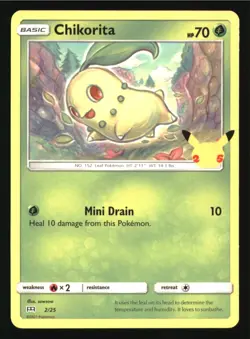 Chikorita 002/025 Promo McDonald's 25th Anniversary Promos Pokemon LP - Image 1