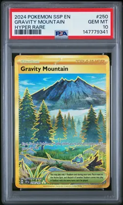 2024 POKEMON SSP EN-SURGING SPARKS HYPER RARE #250 GRAVITY MOUNTAIN PSA 10 - Image 1