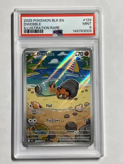 2025 POKEMON BLACK BOLT ILLUSTRATION RARE #129 DWEBBLE PSA 9 - Image 1