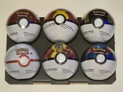 6 x Pokemon TCG Pokeball Tins - 18 Booster Packs Factory Sealed - Image 1