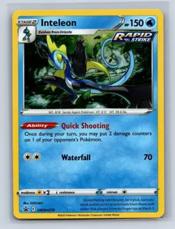 INTELEON SWSH279 HOLOFOIL P SWORD & SHIELD PROMO POKEMON HOLO NM - Image 1