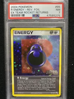 2004 Pokemon EX Team Rocket Returns R Energy Reverse Foil 95/109 PSA 7 NM - Image 1