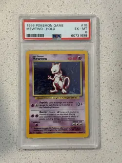 Pokemon Mewtwo 10/102 Base Set Holo WOTC 1999 PSA 6 - Image 1