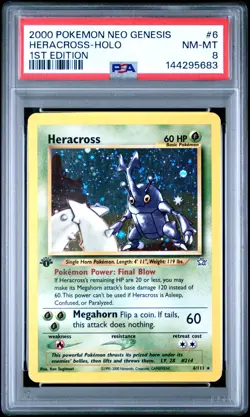 Pokemon 1st Edition Heracross 6/111 - PSA 8 NM-MT - Neo Genesis Holo *NEW CERT* - Image 1