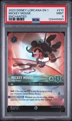Disney Lorcana 2023 Mickey Mouse Artful Rogue Enchanted PSA 9 The First Chapter - Image 1