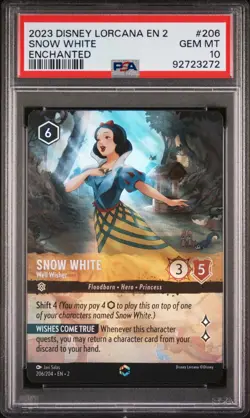 Disney Lorcana Snow White Well Wisher 206/204 Enchanted Foil PSA 10 GEM MINT - Image 1
