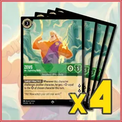Disney Lorcana TCG: ZEUS - MR. LIGHTNING BOLTS x4 Ursula's Return Super Rare - Image 1