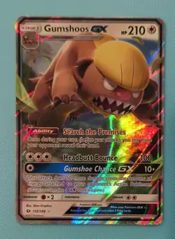 Gumshoos GX Ultra Rare SM Base Set 110/149 Colorless Holofoil Pokemon Card - Image 1