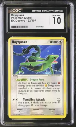 CGC 10 GEM MINT Rayquaza 2005 EX Deoxys 22/107 Pokemon Card - Image 1