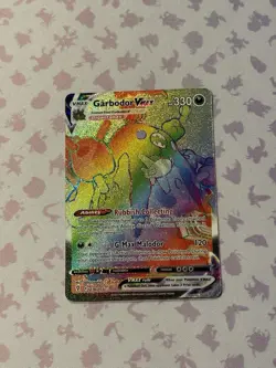 Pokemon TCG Garbodor VMAX 216/203 Evolving Skies Secret Rainbow Rare Holo Card - Image 1