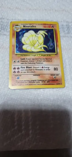 Ninetales 12/102 Holo Rare Unlimited Base Set Pokemon Card 1999 WOTC Vintage - Image 1