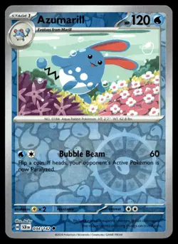 Azumarill 34/142 Pokemon Card Stellar Crown Uncommon 120 HP Rev Holo NM RF - Image 1