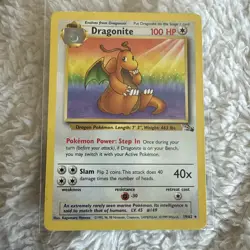 Pokemon TCG Dragonite Fossil 19/62 Non-Holo Unlimited Rare Card MP - Image 1