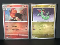 Pokemon TCG Prismatic Evolutions Masterball Lot - Pyroar #016 & Dreepy #71 - Image 1