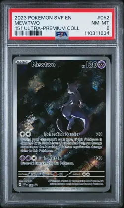 2023 POKEMON SVP EN-SV BLACK STAR PROMO 151 ULTRA-PREM COLL #052 MEWTWO PSA 8 - Image 1