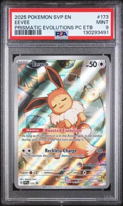 Pokemon Eevee Prismatic Pokemon Center ETB Promo (PC STAMP) PSA 9 MINT - Image 1