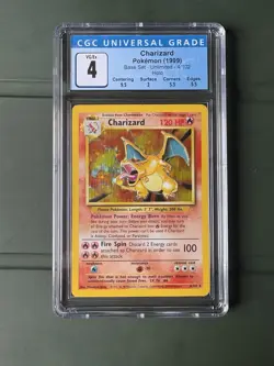 CGC 4 Charizard Holo Base Set Unlimited 4/102 Pokemon 1999 Vintage WOTC VG/Ex - Image 1