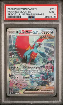 2023 Pokemon S&V Paradox Rift Roaring Moon ex #251/182 Special Illust Rare PSA 9 - Image 1