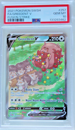 PSA 10 GREEDENT V 2021 Pokemon Fusion Strike #257 Full Art - Image 1