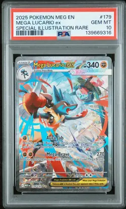 2025 POKEMON MEG EN-MEGA EVOLUTION #179 MEGA LUCARIO EX PSA 10 - Image 1