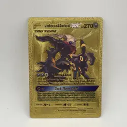 Pokemon Umbreon & Darkrai GX Tag Team 270 HP Gold Foil Fan Art NM - Image 1