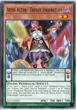 Yugioh - Abyss Actor - Trendy Understudy LED3-EN052 1st Edition - Legendary Duel - Image 1